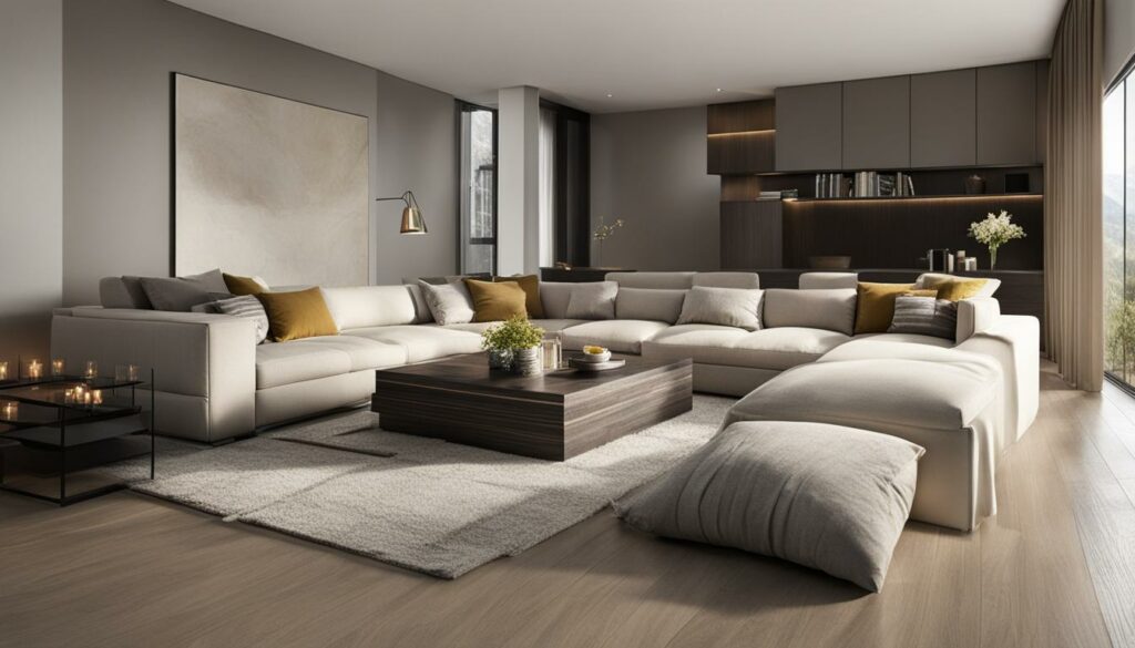 Minimalistisch interieur met textielaccenten